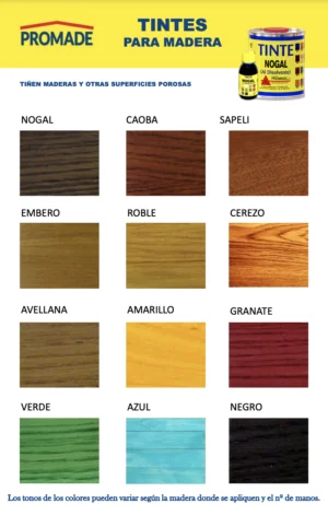 Tabela de cores Tintas para madeira