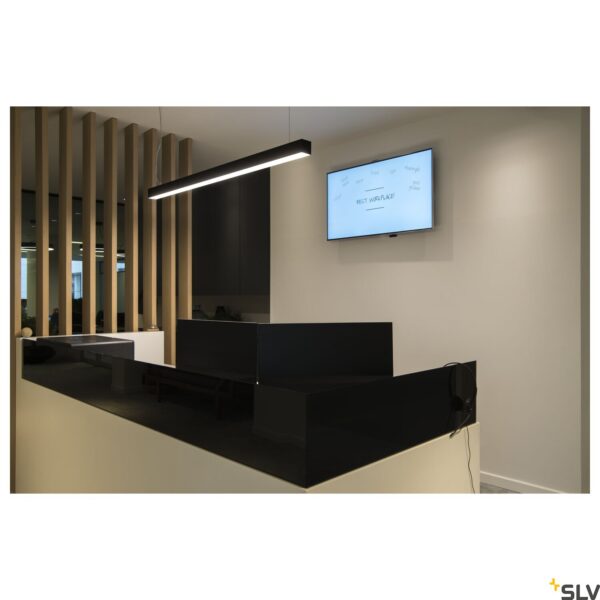 GLENOS, pendente profissional, LED, 3000K, preto, 1 m, 43W