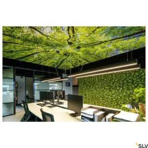 GLENOS, pendente profissional, LED, 3000K, preto, 1 m, 43W