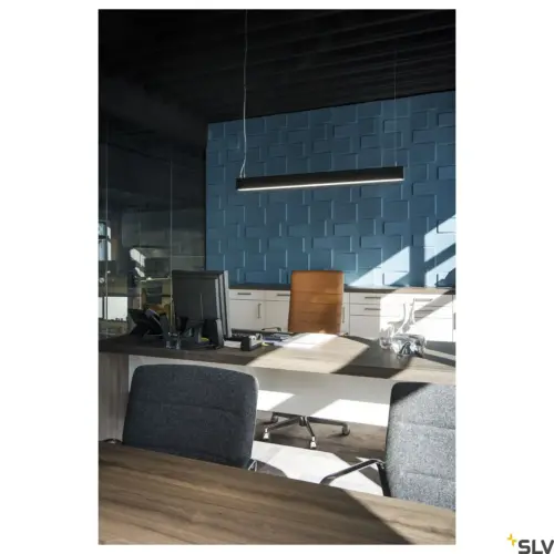 GLENOS, luminária pendente profissional, LED, 4000K, preto, 1 m, 43W