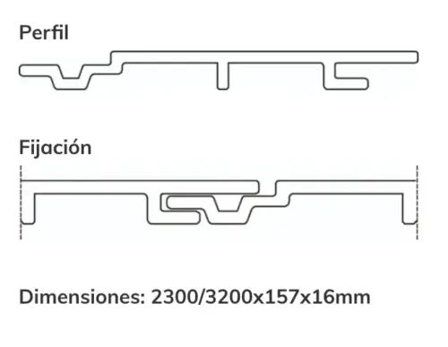Tarima Exterior Sintética Maciza/Grapa Vista