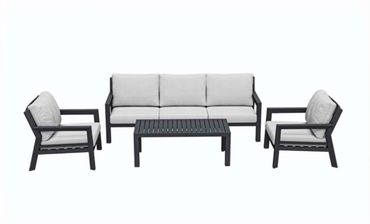 4 Piece Set Pakse Collection Anthracite/Grey