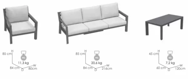 Conjunto Muebles Exterior Colección Pakse Antracita/gris Conjunto Muebles Exterior Colección Pakse Antracita/Gris