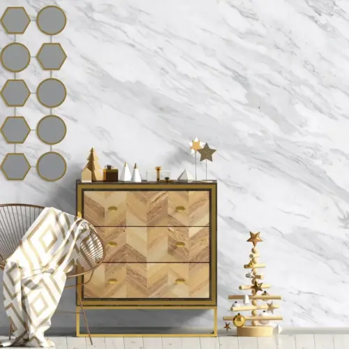 Revestimento de parede em mármore branco Element 3D 260x50cmx6mm