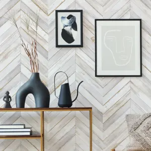 Element 3D Wall Cladding Herringbone White 260x50cmx6mm