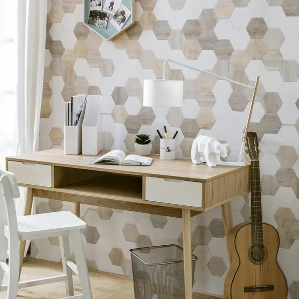 Revestimiento Pared Element 3D Madera Hexagonal 260x50cm