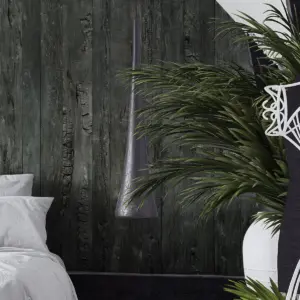 Revestimento de parede Element 3D em madeira preta 260x50cm