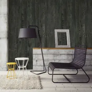 Revestimento de parede Element 3D em madeira preta 260x50cm
