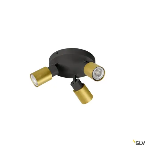 PURI 2.0 Tube Lámpara Pared/Techo Redonda Negro/Dorado