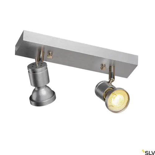 ASTO 2 Applique/plafonnier double tête Aluminium brossé