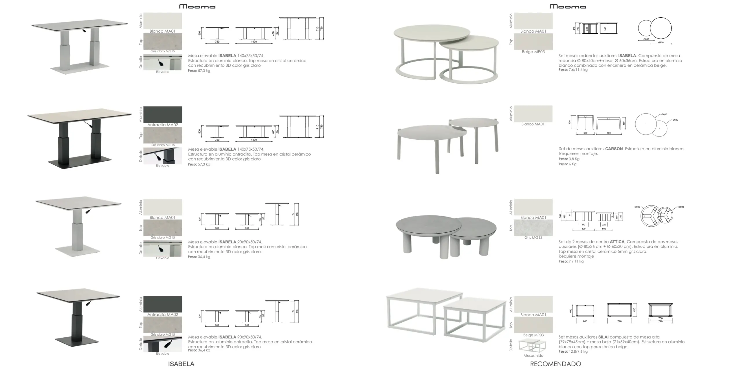 Mesas da coleção Isabela da Mooma Design